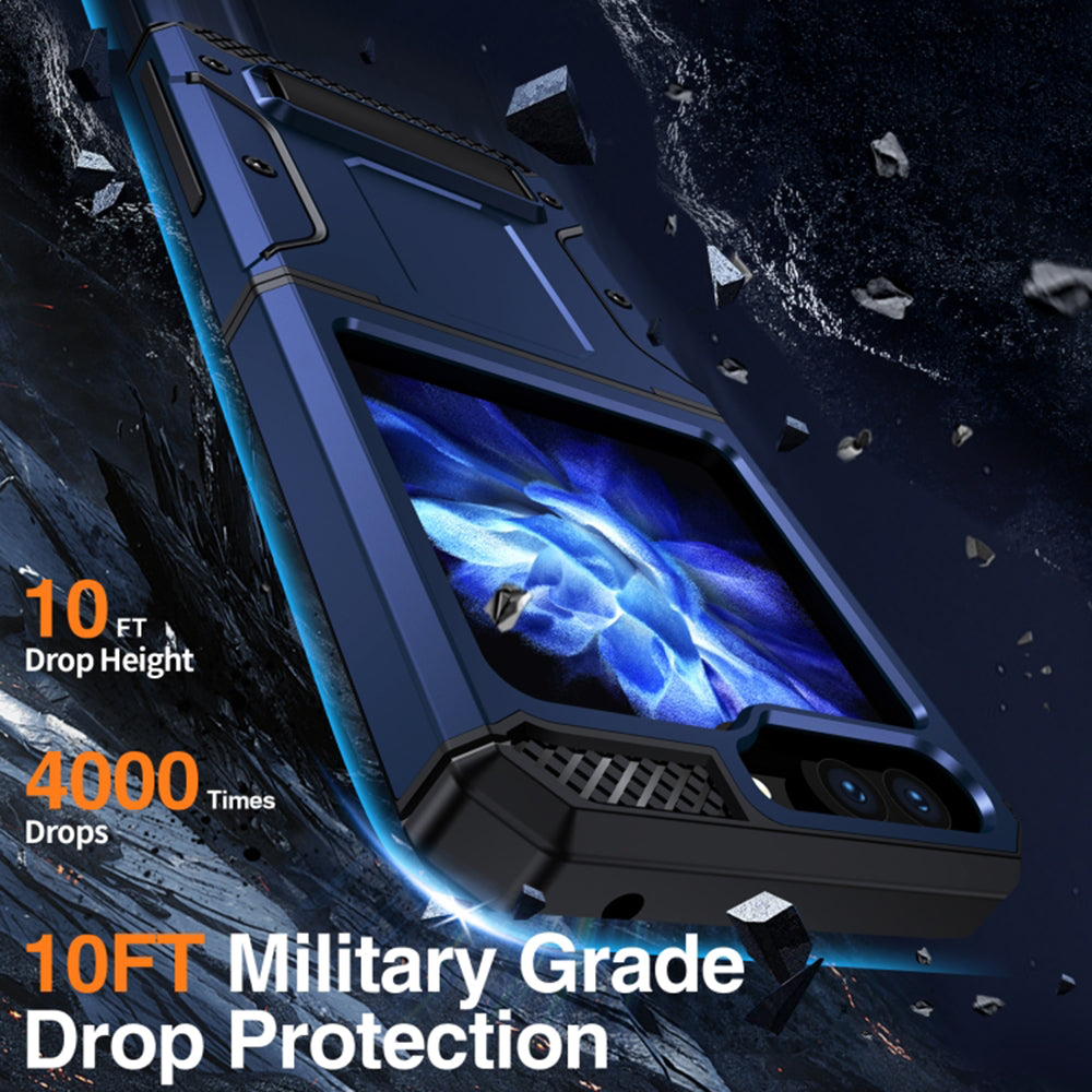 Husa pentru Samsung Galaxy Z Flip5 F731, Techsuit, Hybrid Armor Kickstand, Albastra