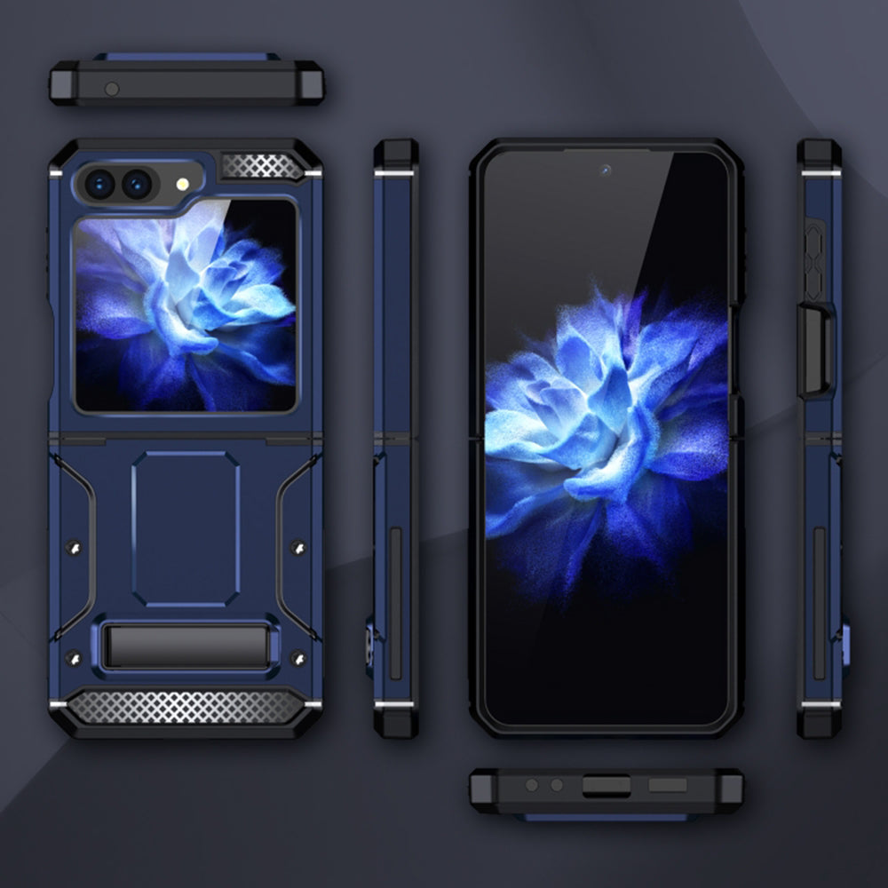 Husa pentru Samsung Galaxy Z Flip5 F731, Techsuit, Hybrid Armor Kickstand, Albastra