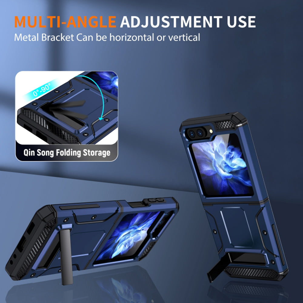 Husa pentru Samsung Galaxy Z Flip5 F731, Techsuit, Hybrid Armor Kickstand, Albastra