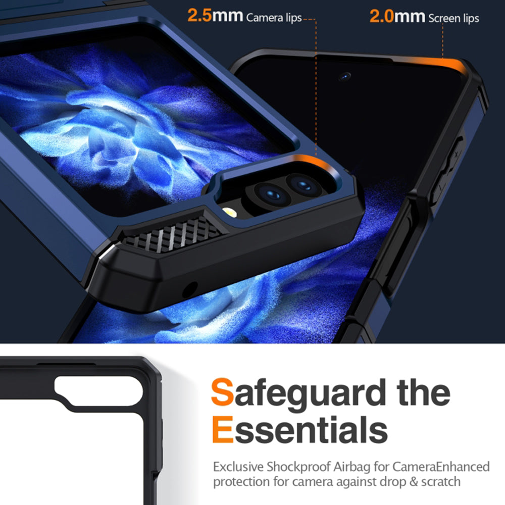 Husa pentru Samsung Galaxy Z Flip5 F731, Techsuit, Hybrid Armor Kickstand, Albastra