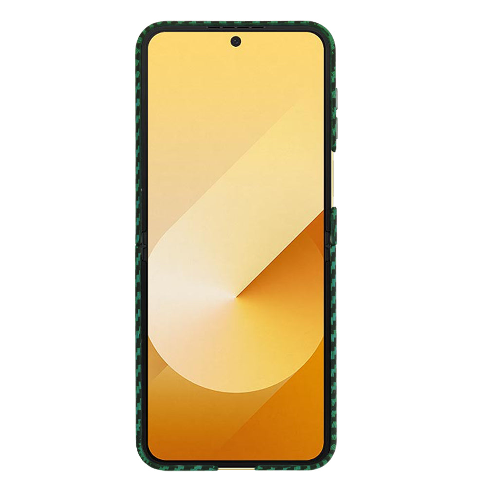 Husa pentru Samsung Galaxy Z Flip7 FE F761 / Z Flip6 F741, Techsuit, Carbonite FiberShell, Verde