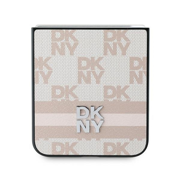 Husa pentru Samsung Galaxy Z Flip7 FE F761 / Z Flip6 F741, DKNY, Chequered Pattern Printed Stripes, Roz