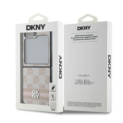 Husa pentru Samsung Galaxy Z Flip7 FE F761 / Z Flip6 F741, DKNY, Chequered Pattern Printed Stripes, Roz