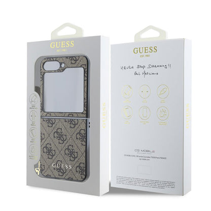 Husa pentru Samsung Galaxy Z Flip7 FE F761 / Z Flip6 F741, Guess, 4G Charm, Maro
