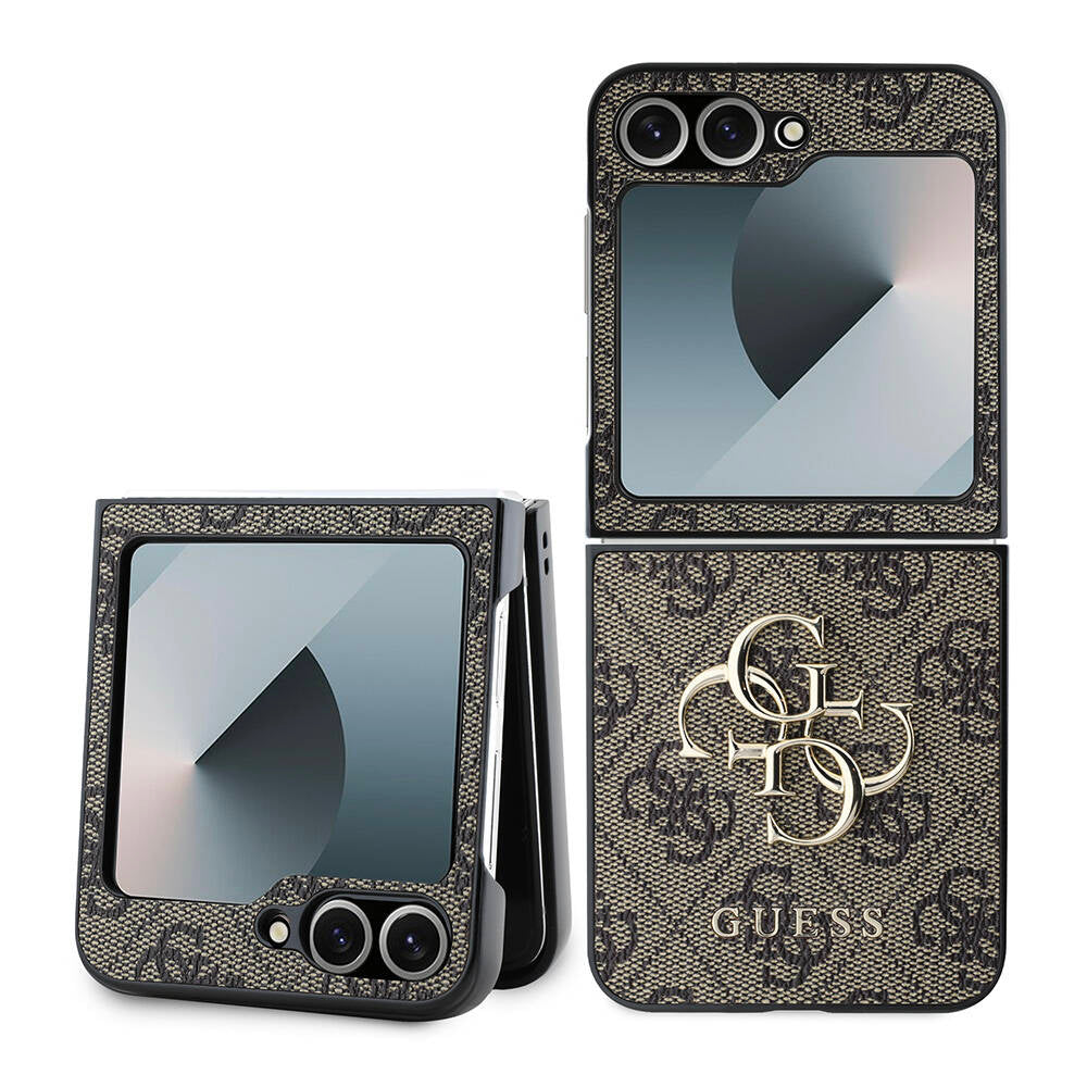 Husa pentru Samsung Galaxy Z Flip7 FE F761 / Z Flip6 F741, Guess, 4G Metal Logo, Maro