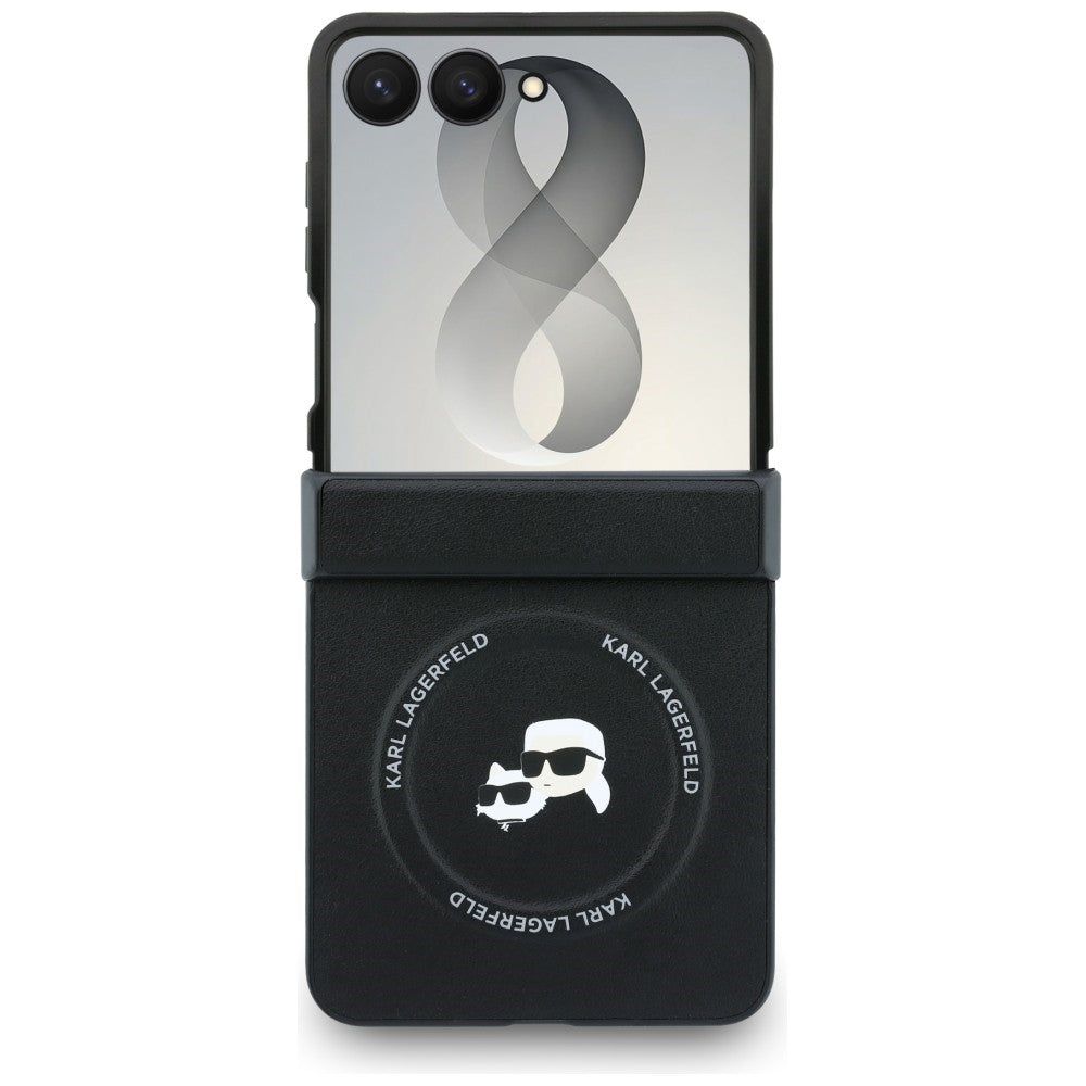 Husa pentru Samsung Galaxy Z Flip8 F776, Karl Lagerfeld, Karl & Choupette Head Pin, Neagra