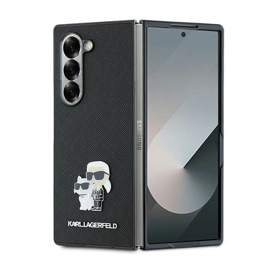 Husa pentru Samsung Galaxy Z Fold6 F956, Karl Lagerfeld, Saffiano Karl & Choupette Metal, Neagra