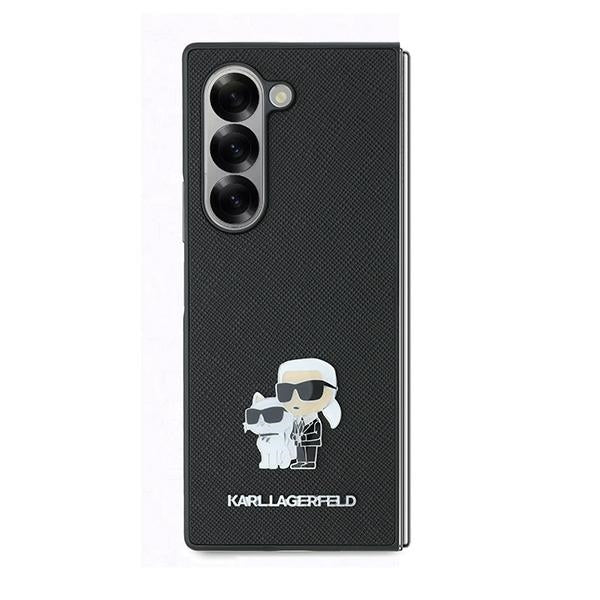 Husa pentru Samsung Galaxy Z Fold6 F956, Karl Lagerfeld, Saffiano Karl & Choupette Metal, Neagra