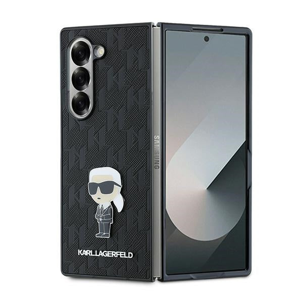 Husa pentru Samsung Galaxy Z Fold6 F956, Karl Lagerfeld, Saffiano Monogram Ikonik, Neagra