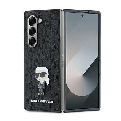 Husa pentru Samsung Galaxy Z Fold6 F956, Karl Lagerfeld, Saffiano Monogram Ikonik, Neagra