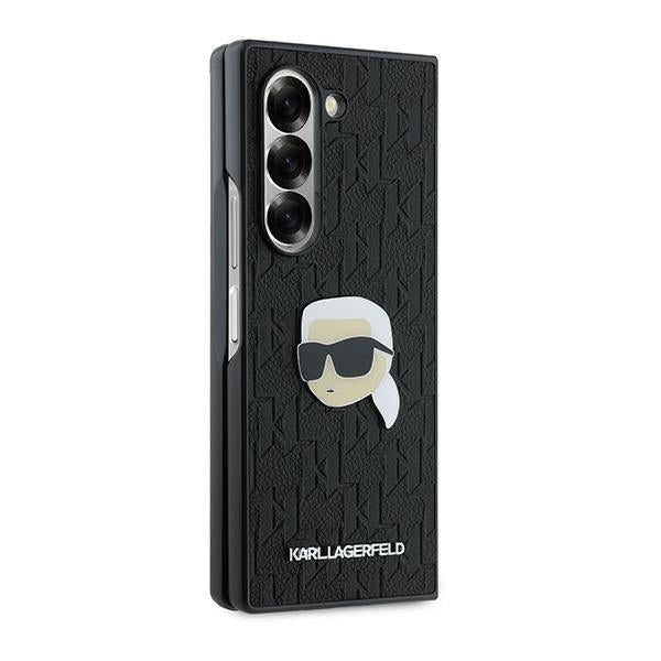 Husa pentru Samsung Galaxy Z Fold6 F956, Karl Lagerfeld, Saffiano Monogram Karl's Head Metal, Neagra