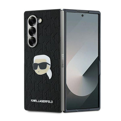 Husa pentru Samsung Galaxy Z Fold6 F956, Karl Lagerfeld, Saffiano Monogram Karl's Head Metal, Neagra