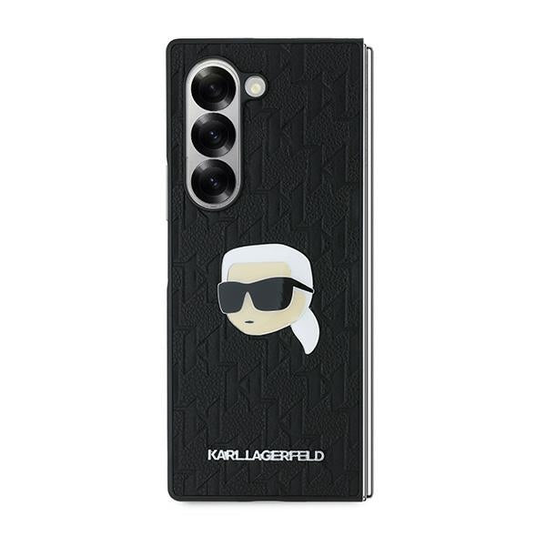 Husa pentru Samsung Galaxy Z Fold6 F956, Karl Lagerfeld, Saffiano Monogram Karl's Head Metal, Neagra