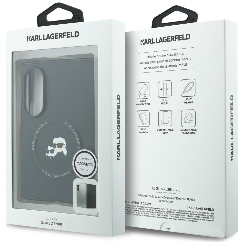 Husa pentru Samsung Galaxy Z Fold8 F971, Karl Lagerfeld, Karl & Choupette Head Pin, Neagra