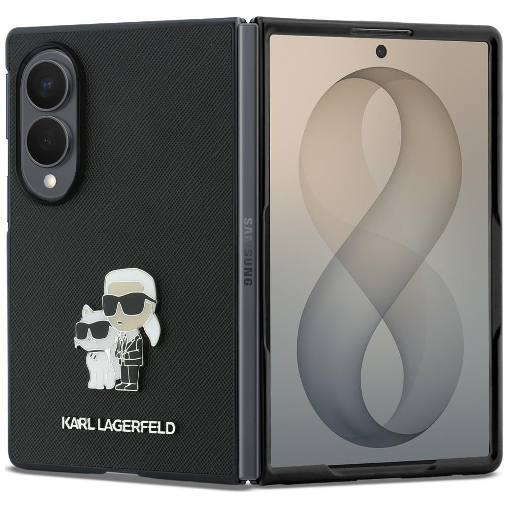 Husa pentru Samsung Galaxy Z Fold8 F971, Karl Lagerfeld, Saffiano Karl & Choupette Metal Pin, Neagra