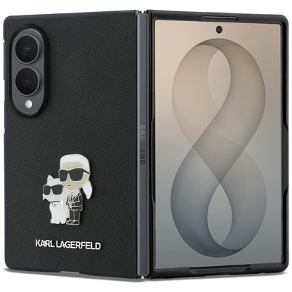 Husa pentru Samsung Galaxy Z Fold8 F971, Karl Lagerfeld, Saffiano Karl & Choupette Metal Pin, Neagra