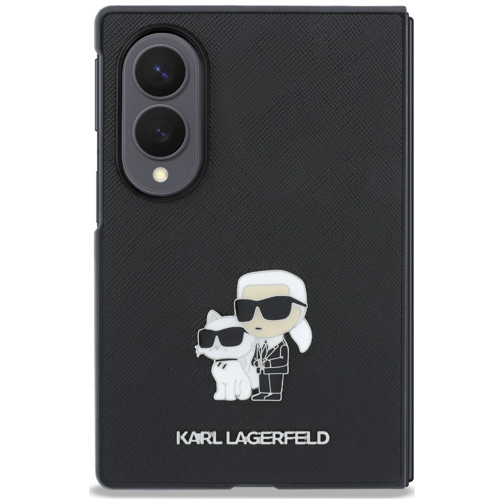 Husa pentru Samsung Galaxy Z Fold8 F971, Karl Lagerfeld, Saffiano Karl & Choupette Metal Pin, Neagra