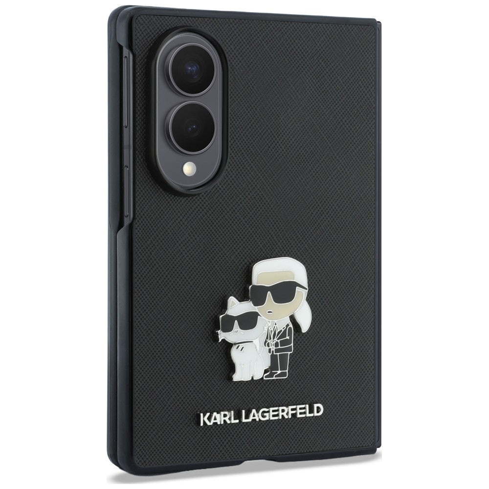 Husa pentru Samsung Galaxy Z Fold8 F971, Karl Lagerfeld, Saffiano Karl & Choupette Metal Pin, Neagra