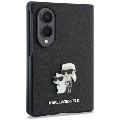 Husa pentru Samsung Galaxy Z Fold8 F971, Karl Lagerfeld, Saffiano Karl & Choupette Metal Pin, Neagra