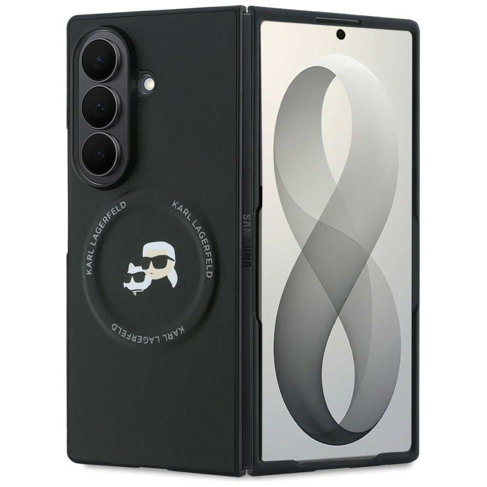 Husa pentru Samsung Galaxy Z Fold8 Ultra F976, Karl Lagerfeld, Karl & Choupette Head Pin, Neagra