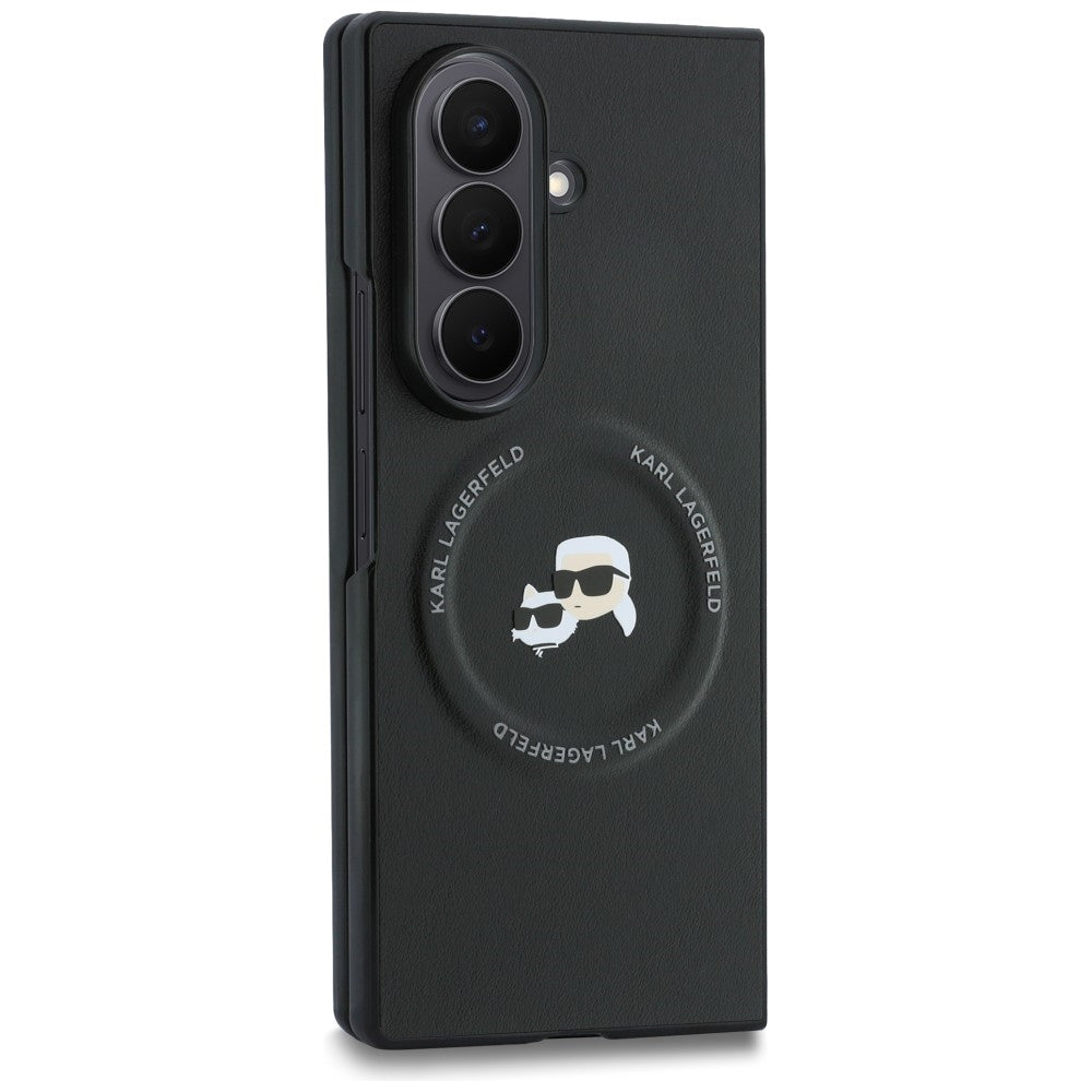 Husa pentru Samsung Galaxy Z Fold8 Ultra F976, Karl Lagerfeld, Karl & Choupette Head Pin, Neagra