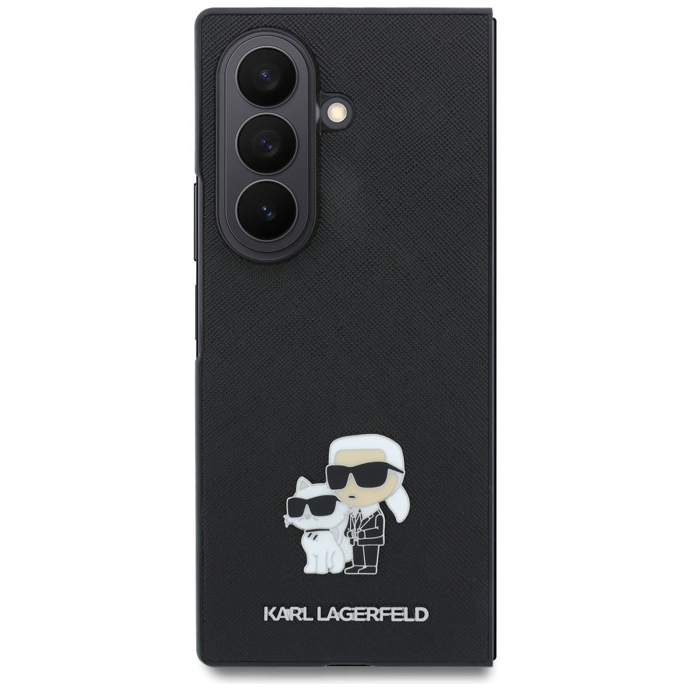 Husa pentru Samsung Galaxy Z Fold8 Ultra F976, Karl Lagerfeld, Saffiano Karl & Choupette Metal Pin, Neagra