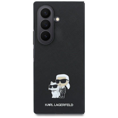 Husa pentru Samsung Galaxy Z Fold8 Ultra F976, Karl Lagerfeld, Saffiano Karl & Choupette Metal Pin, Neagra