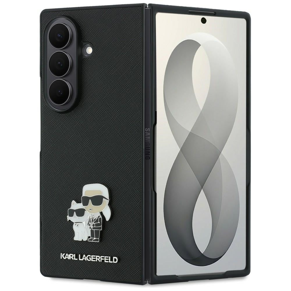 Husa pentru Samsung Galaxy Z Fold8 Ultra F976, Karl Lagerfeld, Saffiano Karl & Choupette Metal Pin, Neagra