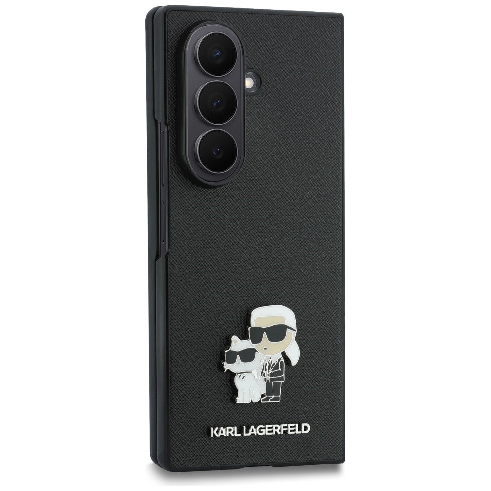 Husa pentru Samsung Galaxy Z Fold8 Ultra F976, Karl Lagerfeld, Saffiano Karl & Choupette Metal Pin, Neagra
