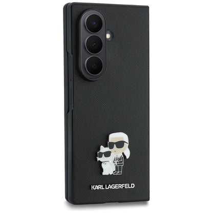 Husa pentru Samsung Galaxy Z Fold8 Ultra F976, Karl Lagerfeld, Saffiano Karl & Choupette Metal Pin, Neagra