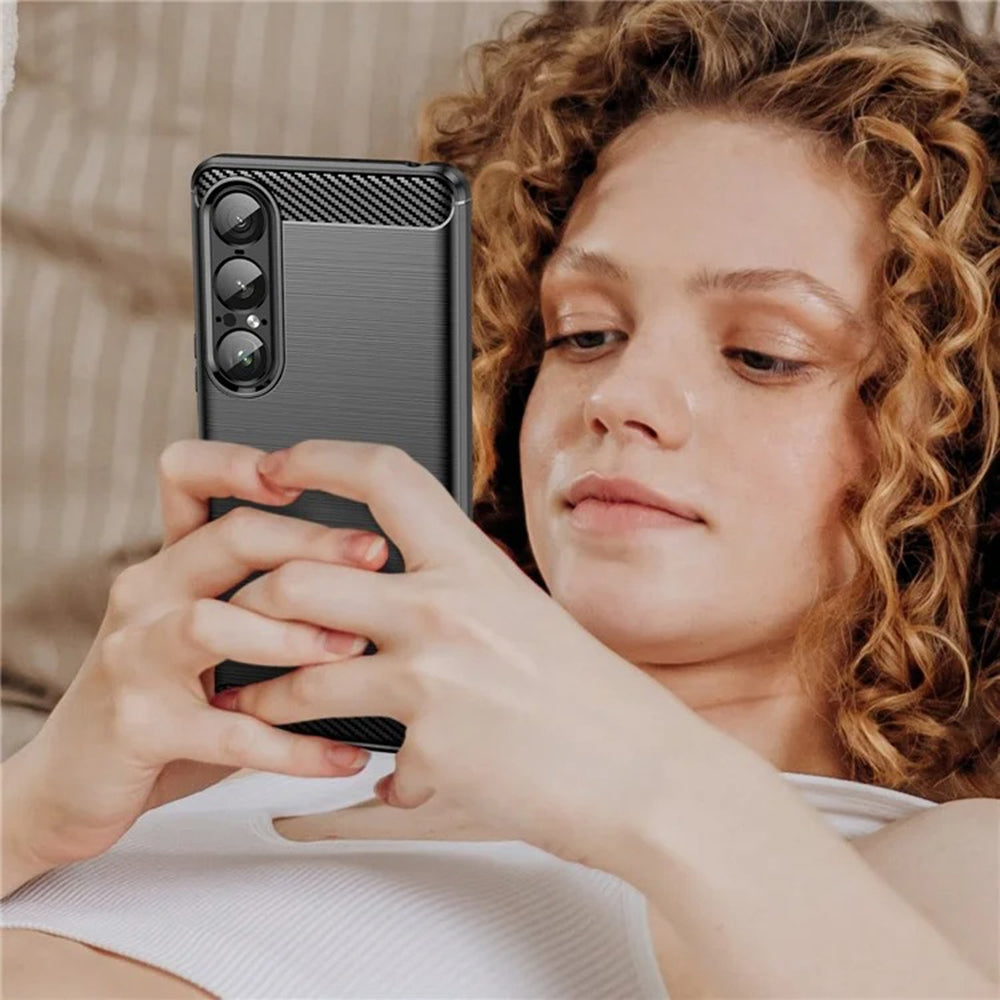 Husa pentru Sony Xperia 1 VII, Techsuit, Carbon, Neagra