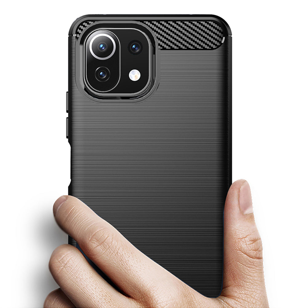 Husa pentru Xiaomi 11 Lite 5G NE / Mi 11 Lite 5G / 11 Lite, Techsuit, Carbon, Neagra