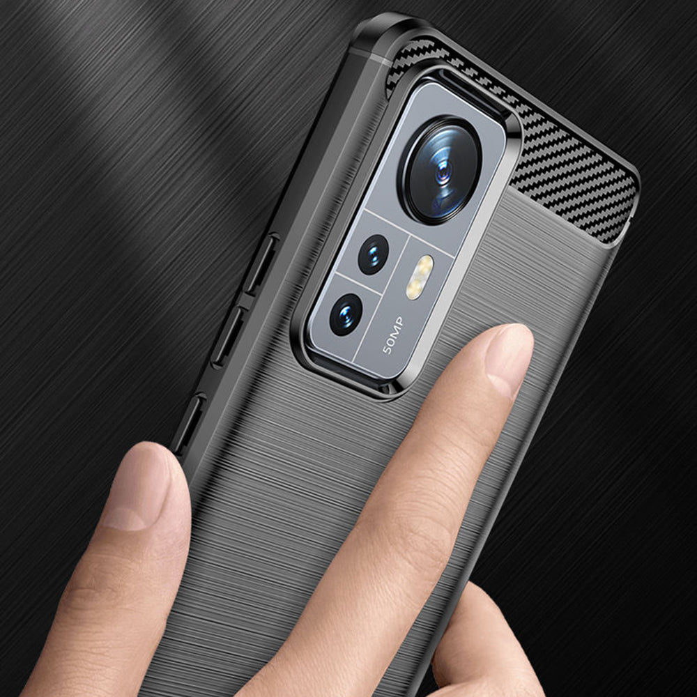 Husa pentru Xiaomi 12X / 12, Techsuit, Carbon, Neagra