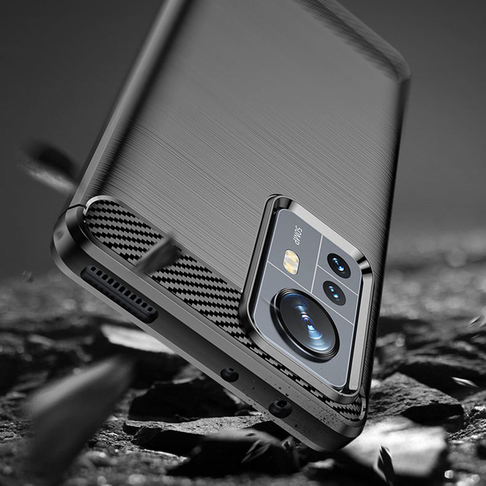 Husa pentru Xiaomi 12X / 12, Techsuit, Carbon, Neagra