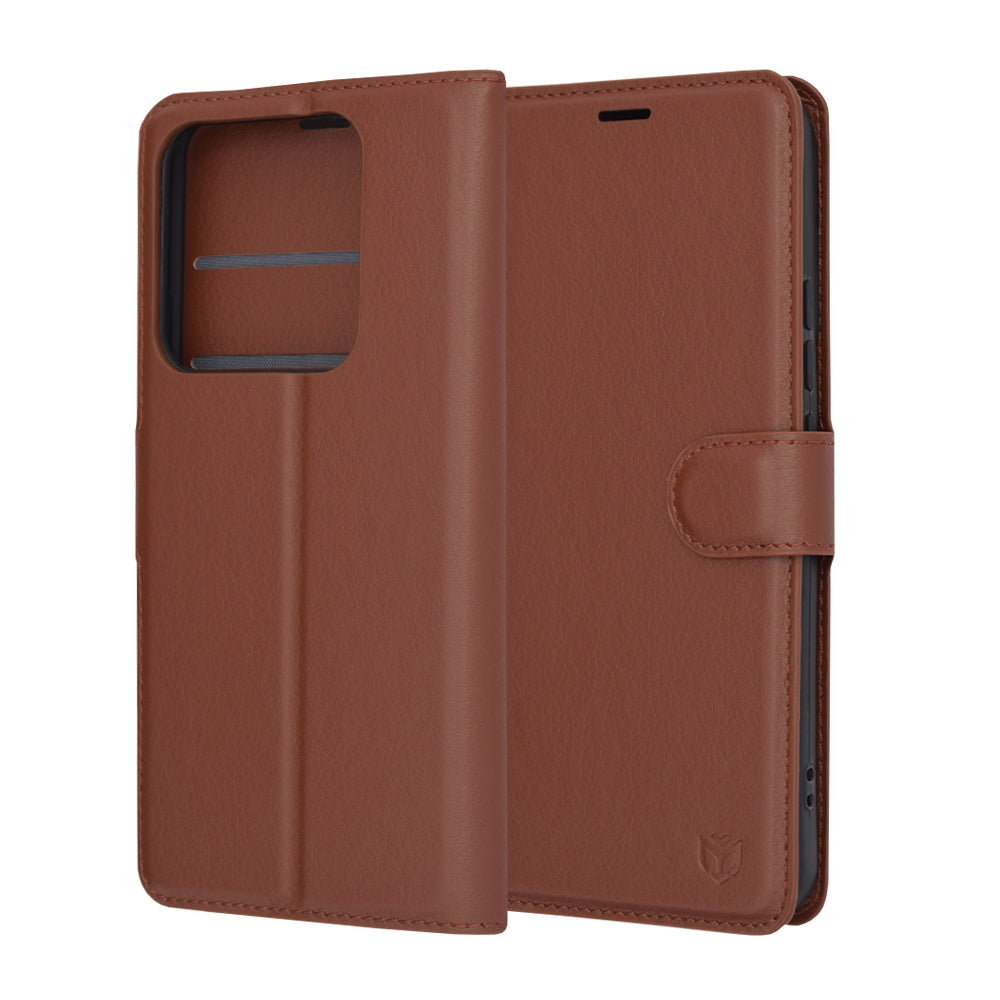 Husa pentru Xiaomi 14 Pro, Techsuit, Leather Folio, Maro