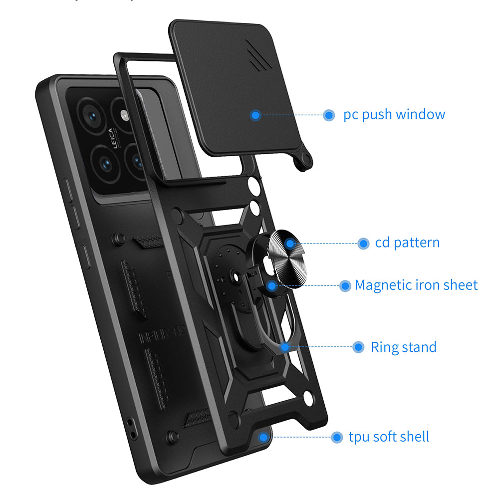 Husa pentru Xiaomi 14T Pro, Techsuit, CamShield, Neagra