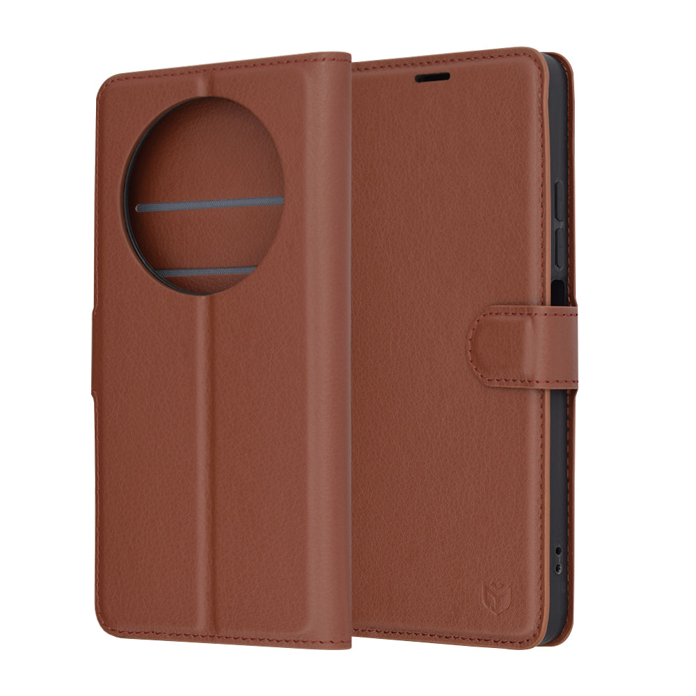 Husa pentru Xiaomi Poco C75 / Redmi 14C, Techsuit, Leather Folio, Maro