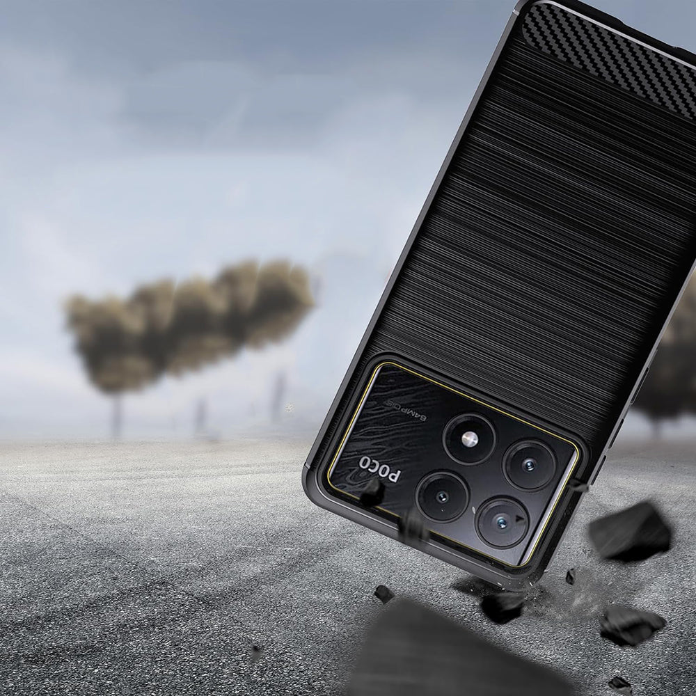 Husa pentru Xiaomi Poco F6 Pro, Techsuit, Carbon, Albastra