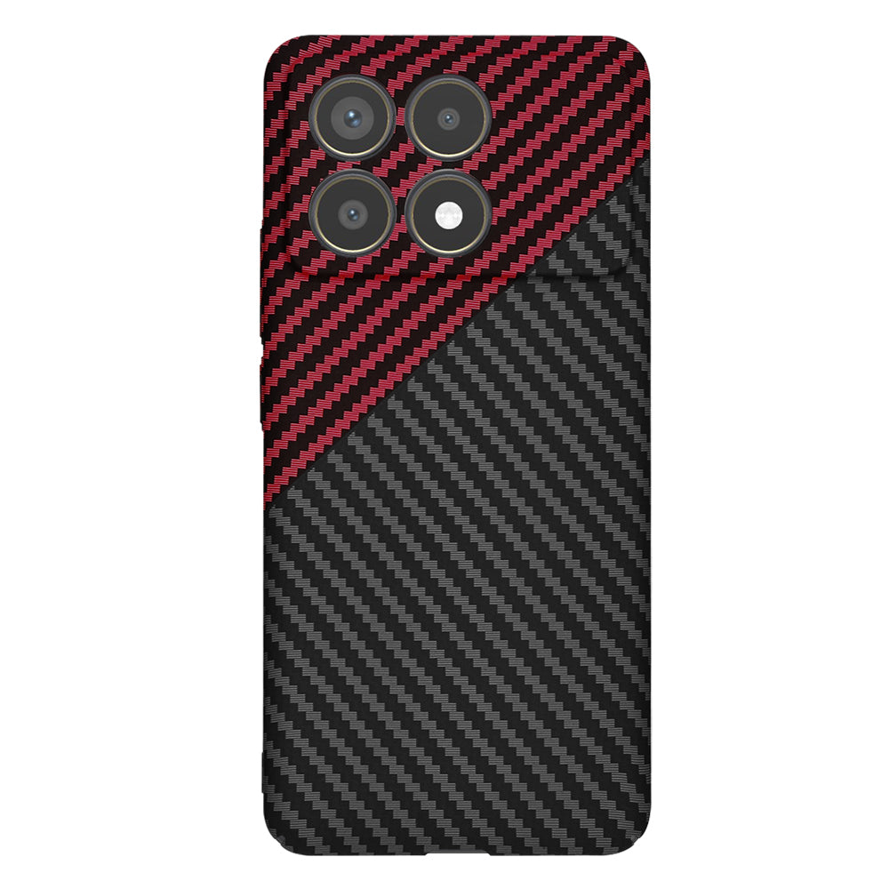 Husa pentru Xiaomi Poco F6 Pro, Techsuit, Carbonite FiberShell, Neagra Rosie