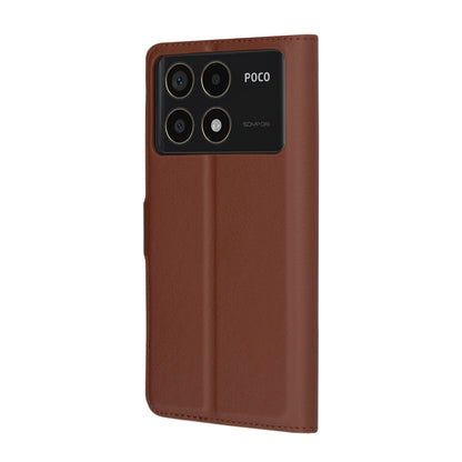 Husa pentru Xiaomi Poco F6 Pro, Techsuit, Leather Folio, Maro