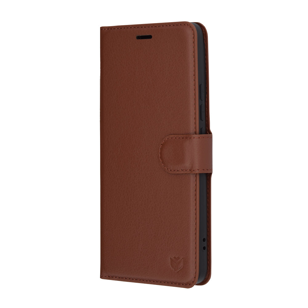 Husa pentru Xiaomi Poco F6, Techsuit, Leather Folio, Maro