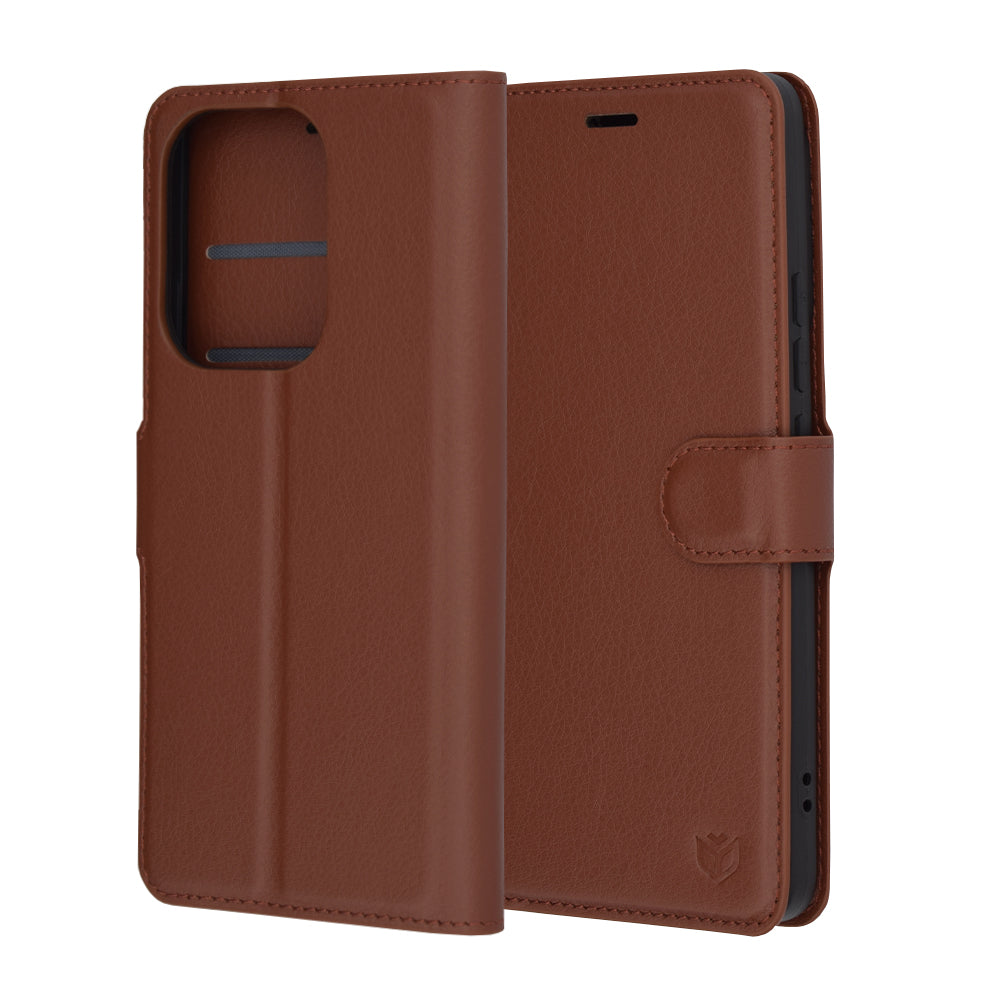 Husa pentru Xiaomi Poco F6, Techsuit, Leather Folio, Maro