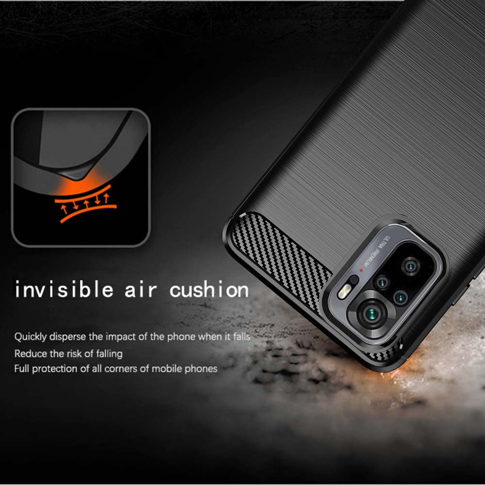 Husa pentru Xiaomi Poco M5s / Redmi Note 10S / Note 10, Techsuit, Carbon, Neagra