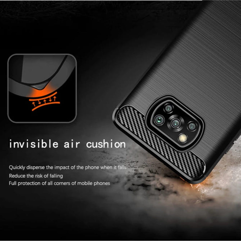 Husa pentru Xiaomi Poco X3 Pro / X3 NFC / X3, Techsuit, Carbon, Neagra