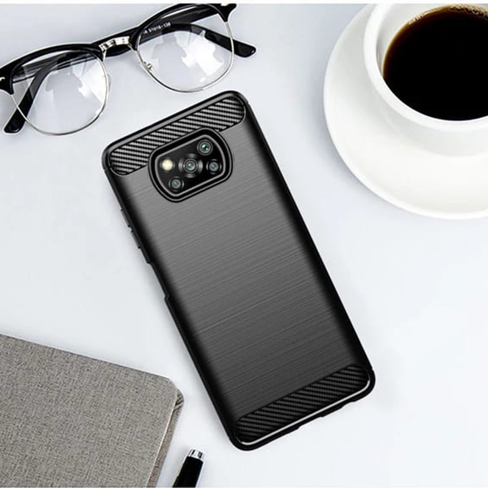 Husa pentru Xiaomi Poco X3 Pro / X3 NFC / X3, Techsuit, Carbon, Neagra