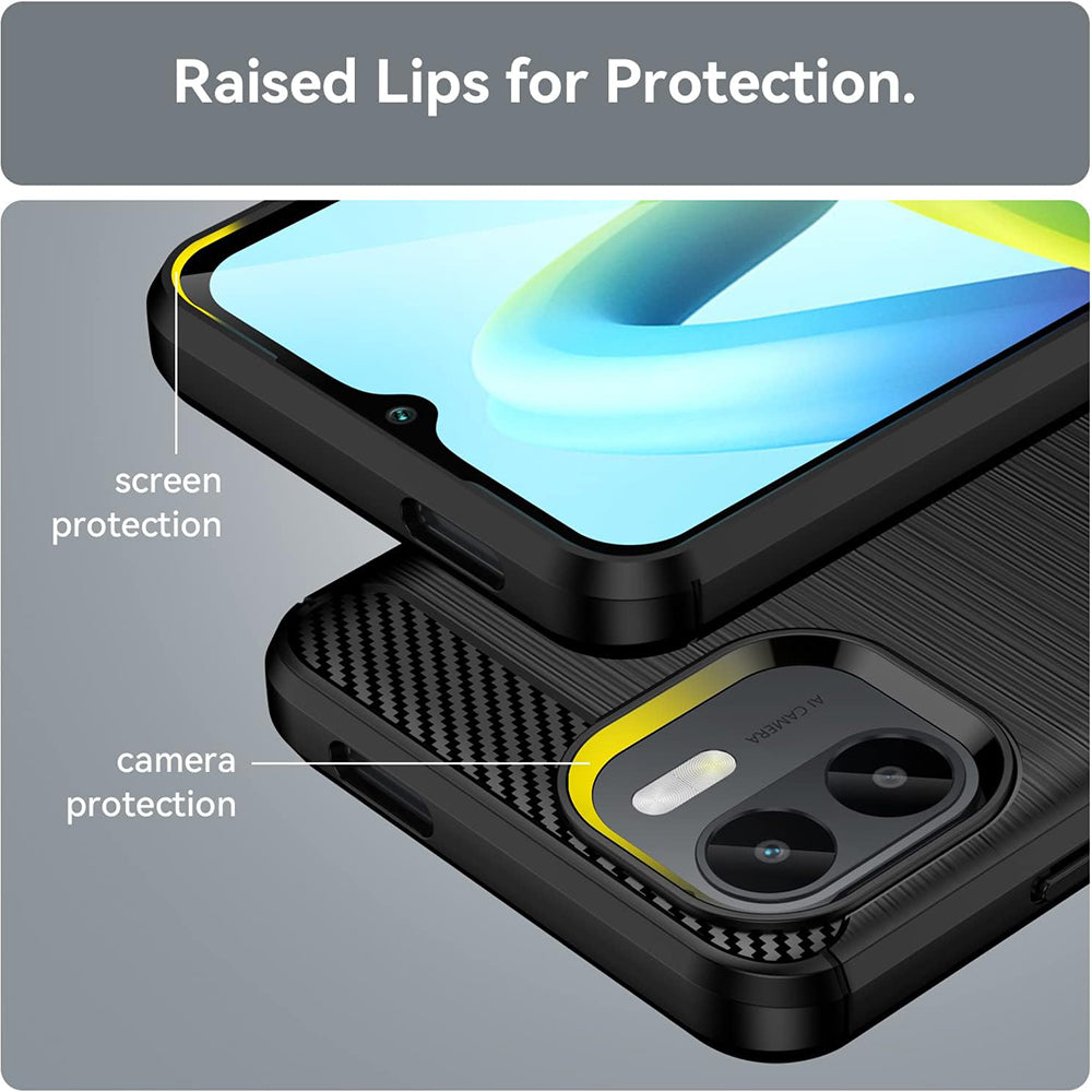 Husa pentru Xiaomi Redmi A2+ / A1+, Techsuit, Carbon, Neagra