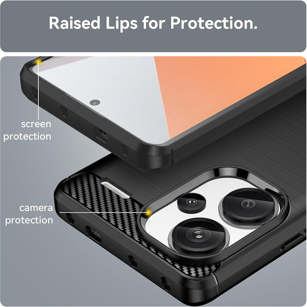 Husa pentru Xiaomi Redmi Note 13 Pro+, Techsuit, Carbon, Neagra
