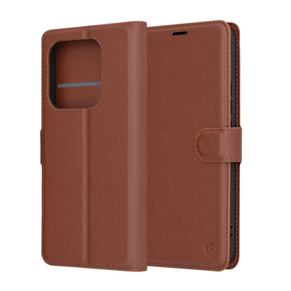 Husa pentru Xiaomi Redmi Note 14 4G (Regional), Techsuit, Leather Folio, Maro