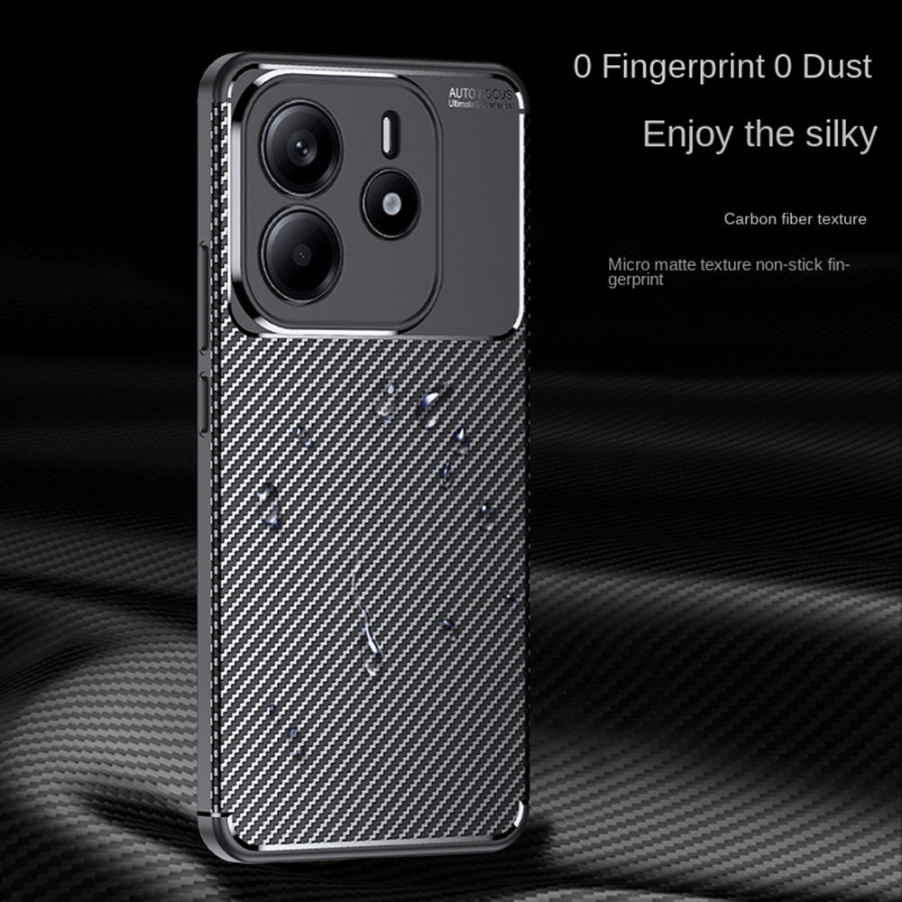 Husa pentru Xiaomi Redmi Note 14 5G, Techsuit, CarbonFiber, Neagra