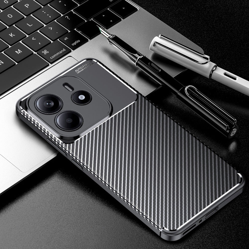 Husa pentru Xiaomi Redmi Note 14 5G, Techsuit, CarbonFiber, Neagra